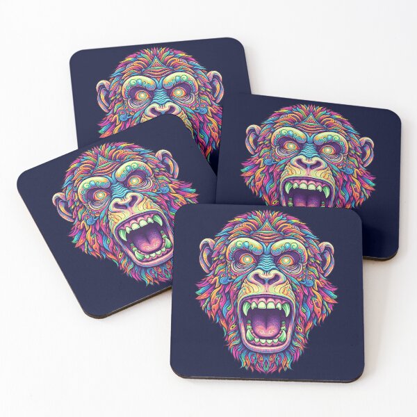 Item preview, Psychedelic APE - Animal Art Print of angry ape designed and sold by Mindwork Creative Arts.