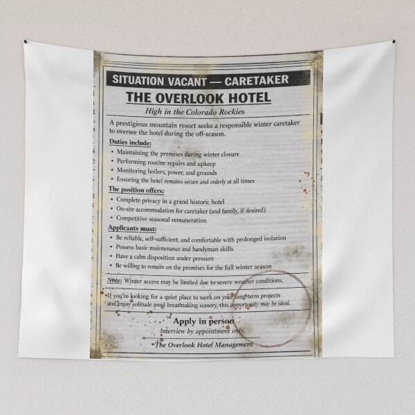 Item preview, Newspaper advert for job at The Overlook Hotel designed and sold by NeilInglisArt.