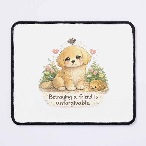 Item preview, Betraying a Friend Is Unforgivable – Sad Kawaii Golden Retriever designed and sold by Paws-nd-Prints.