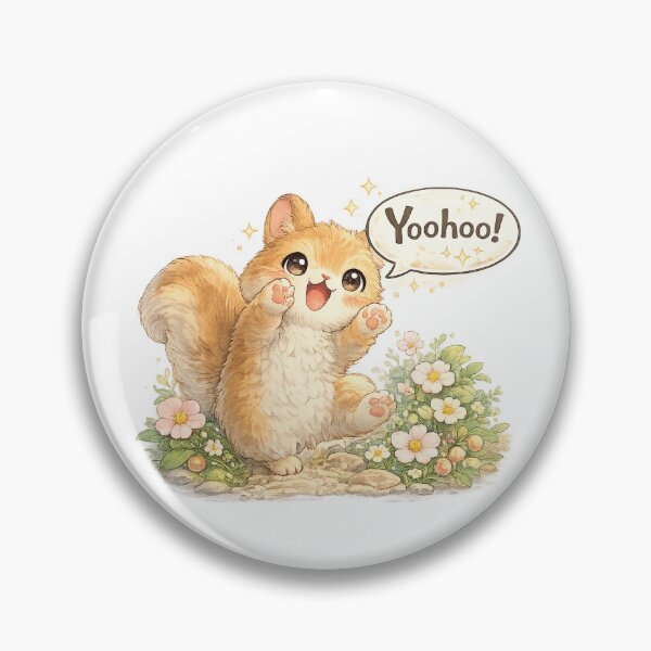 Item preview, Yoohoo Squirrel – Kawaii Cute Botanical Animal Illustration designed and sold by Paws-nd-Prints.
