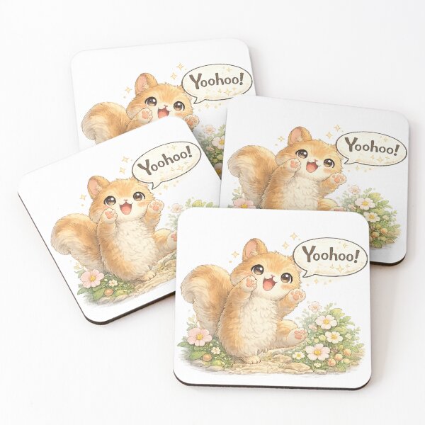 Item preview, Yoohoo Squirrel – Kawaii Cute Botanical Animal Illustration designed and sold by Paws-nd-Prints.