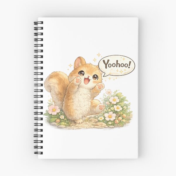 Item preview, Yoohoo Squirrel – Kawaii Cute Botanical Animal Illustration designed and sold by Paws-nd-Prints.