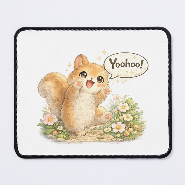Item preview, Yoohoo Squirrel – Kawaii Cute Botanical Animal Illustration designed and sold by Paws-nd-Prints.