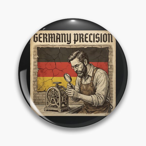 Artikelvorschau, German Precision Vintage Engineering Art - Germany Flag Craftsman Mechanic Watchmaker Illustration - Retro Industrial Quality Design for Engineers entworfen und verkauft von Elbstromstudio.