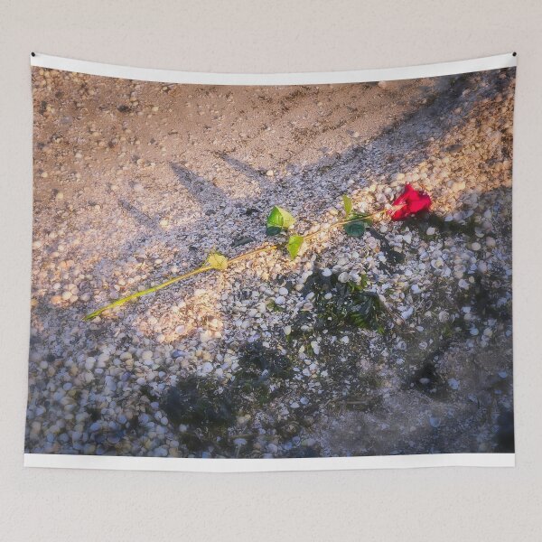 Item preview, A red rose on a beach on the North Sea. designed and sold by Creative Waves Media.