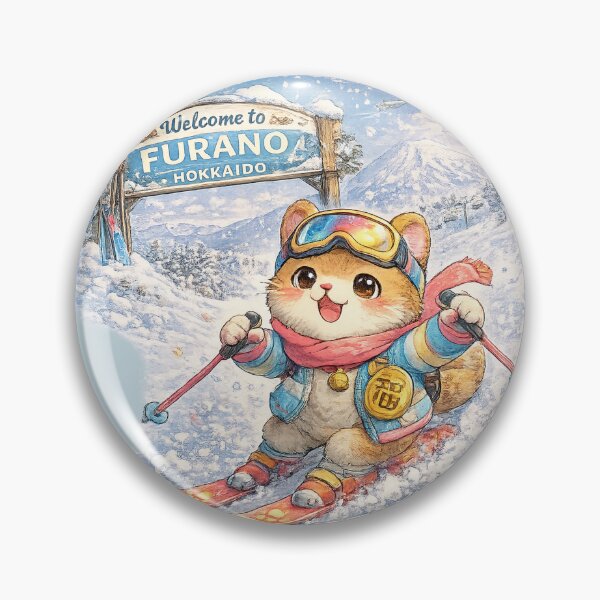 Item preview, Furano Snow Cat – Kawaii Maneki Neko Ski Adventure designed and sold by Paws-nd-Prints.