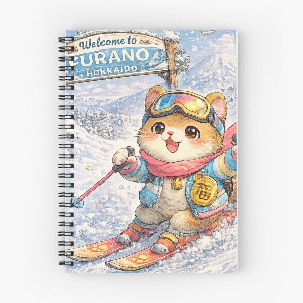 Item preview, Furano Snow Cat – Kawaii Maneki Neko Ski Adventure designed and sold by Paws-nd-Prints.