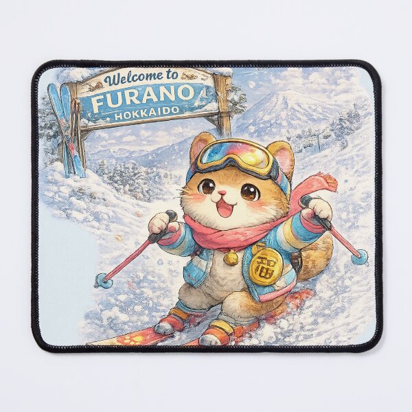 Item preview, Furano Snow Cat – Kawaii Maneki Neko Ski Adventure designed and sold by Paws-nd-Prints.