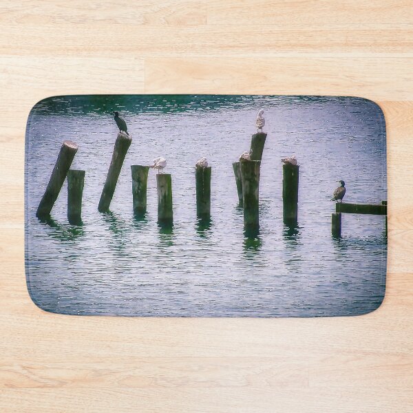 Item preview, Seagulls in the port of Eckernförde on the Baltic Sea designed and sold by Creative Waves Media.