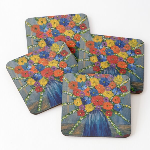 Item preview, Radiant Wildflower Burst in Blue Vase - Colorful Acrylic Art designed and sold by kkartwork.
