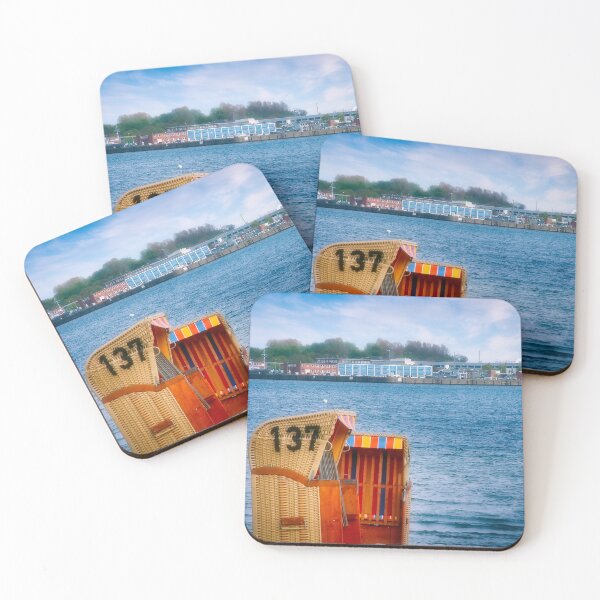 Item preview, A picture of the Baltic Sea in Germany with a naval military base in the background and beach chairs in the foreground. designed and sold by Creative Waves Media.