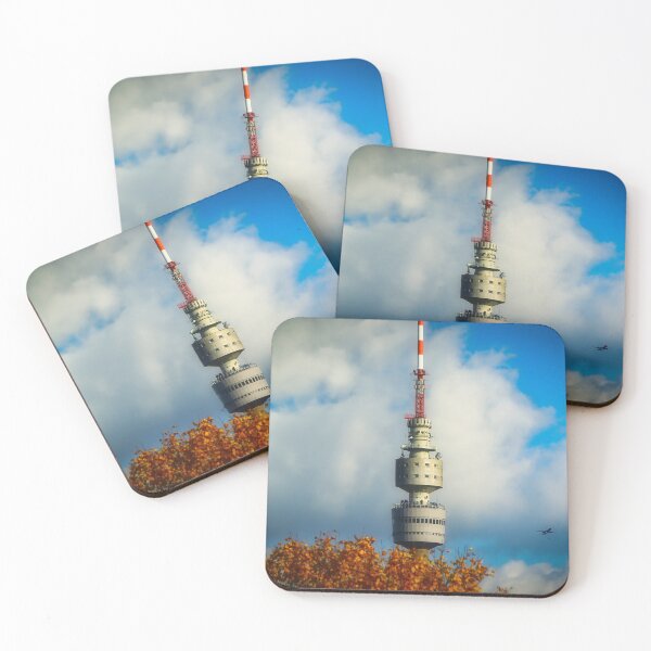Item preview, A radiant landmark: The Florianturm tower in Dortmund's Westfalenpark rises majestically against a cloudless, blue sky. A perfect summer day. designed and sold by Creative Waves Media.