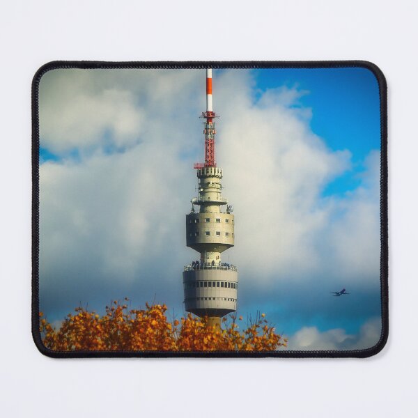 Item preview, A radiant landmark: The Florianturm tower in Dortmund's Westfalenpark rises majestically against a cloudless, blue sky. A perfect summer day. designed and sold by Creative Waves Media.