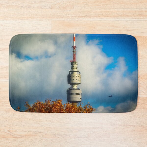 Item preview, A radiant landmark: The Florianturm tower in Dortmund's Westfalenpark rises majestically against a cloudless, blue sky. A perfect summer day. designed and sold by Creative Waves Media.