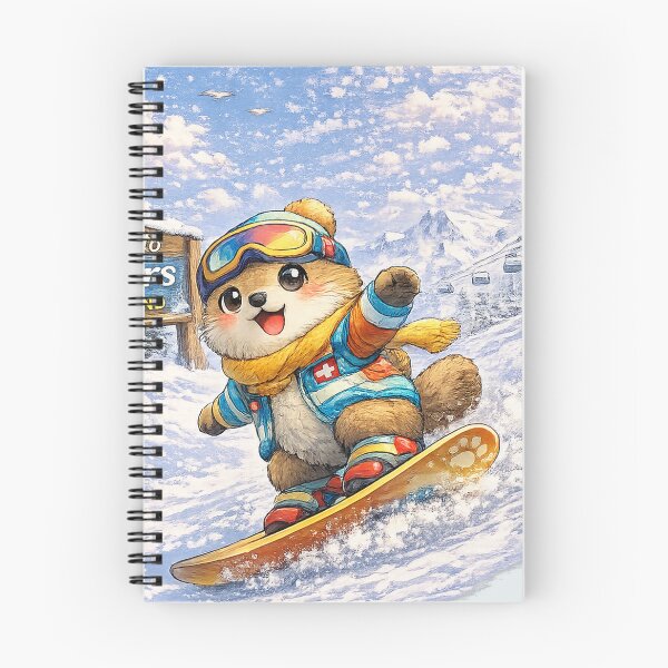 Item preview, Klosters Snowboard Marmot – Kawaii Swiss Slopes Adventure designed and sold by Paws-nd-Prints.