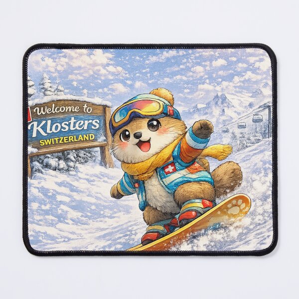 Item preview, Klosters Snowboard Marmot – Kawaii Swiss Slopes Adventure designed and sold by Paws-nd-Prints.