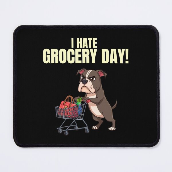 Item preview, Funny Pitbull Grocery Shopping Cartoon – I Hate Grocery Day Dog Humor designed and sold by Fredster1966.