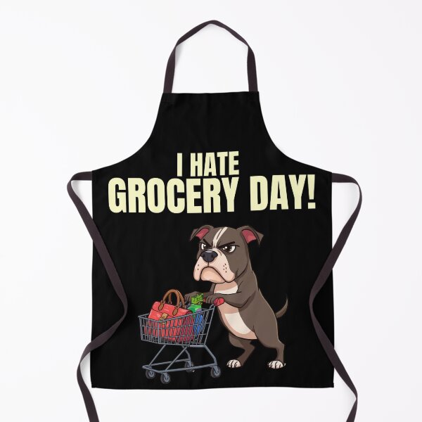 Item preview, Funny Pitbull Grocery Shopping Cartoon – I Hate Grocery Day Dog Humor designed and sold by Fredster1966.