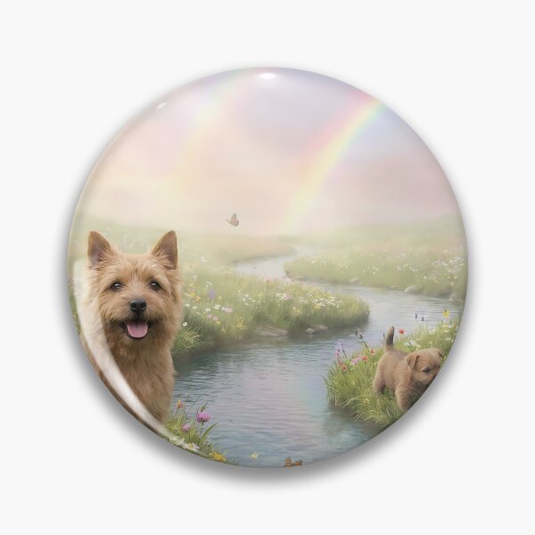Item preview, Norwich Terriers in Rainbow Paradise Meadow designed and sold by PetMemorialArt.