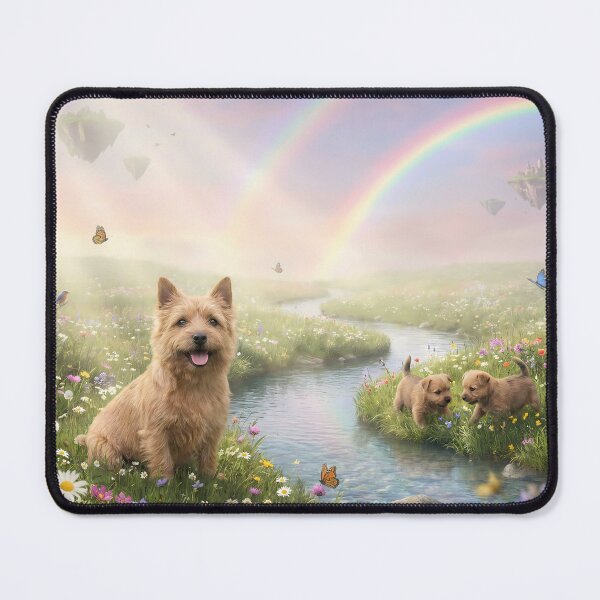 Item preview, Norwich Terriers in Rainbow Paradise Meadow designed and sold by PetMemorialArt.