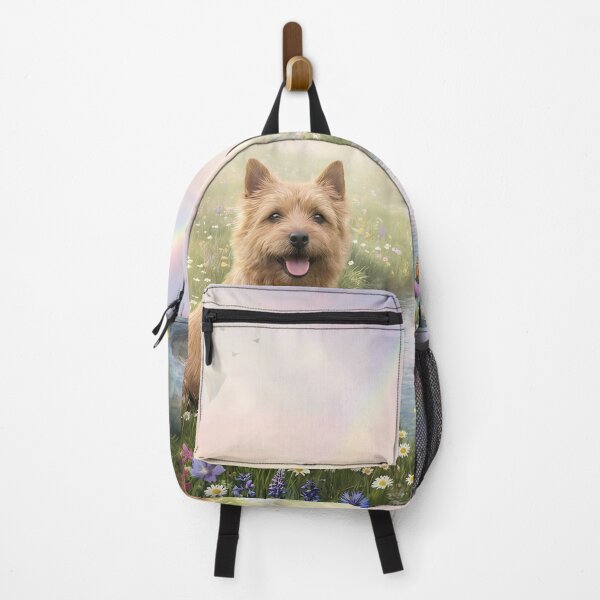 Item preview, Norwich Terriers in Rainbow Paradise Meadow designed and sold by PetMemorialArt.