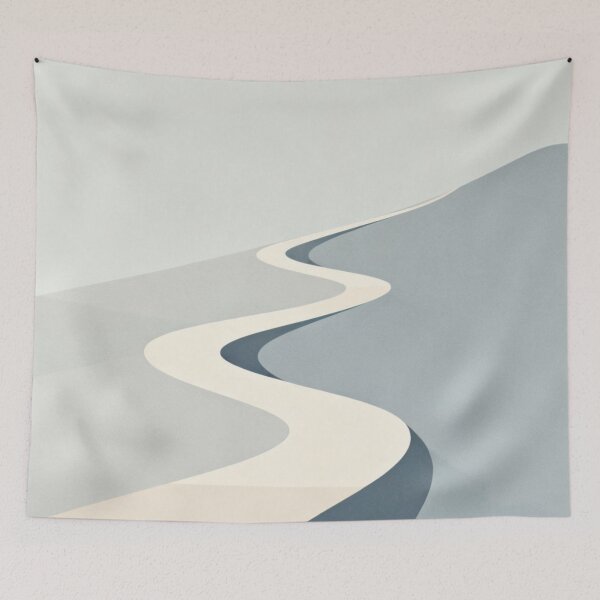 Item preview, Winding Path – Abstract Landscape with Cream Road and Blue Tones designed and sold by Cristhian Almanza.