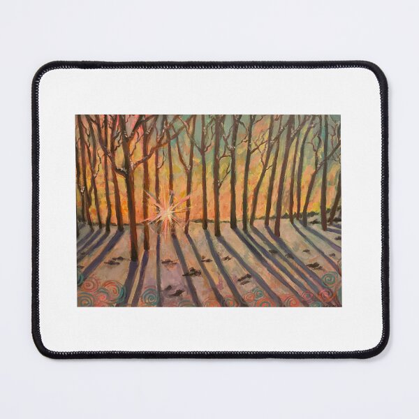 Item preview, Forest sun snowscape acrylic painting designed and sold by HibiscusHeron.