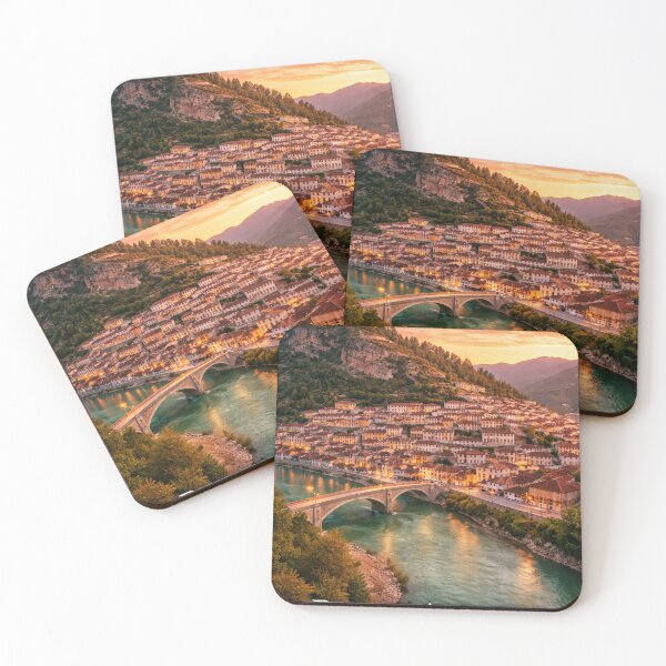Item preview, Berat Albania Sunset – City of a Thousand Windows designed and sold by Lunara Glow.