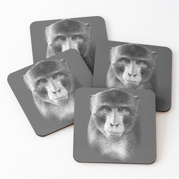 Item preview, Macaque Portrait — Black & White Primate Cutout designed and sold by Massimo Righi.
