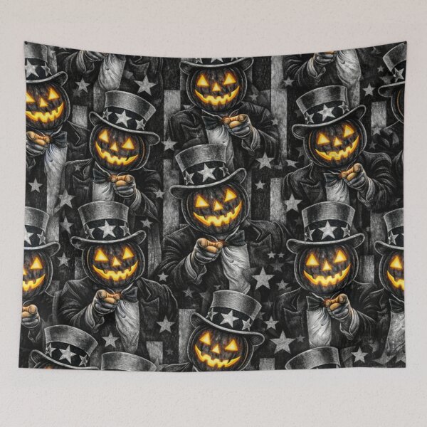 Item preview, Headless Horseman Uncle Sam Scratchboard — Patriotic Halloween Retro Art designed and sold by TheHorsemanRidesAgain.
