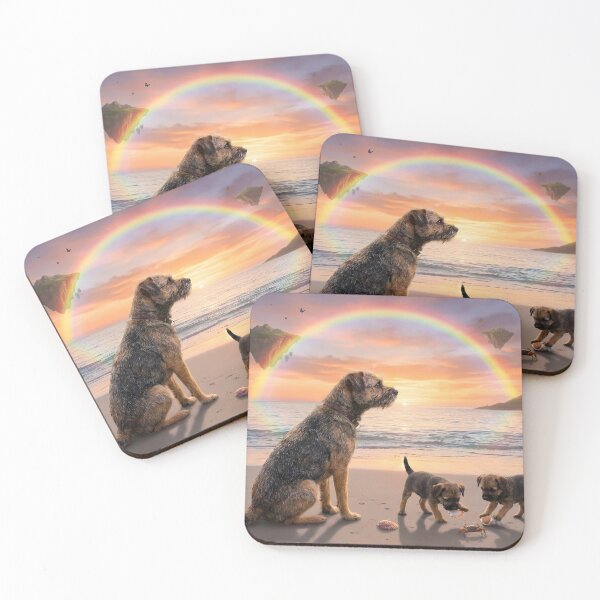 Item preview, Border Terrier Family at Sunset Rainbow Beach designed and sold by PetMemorialArt.