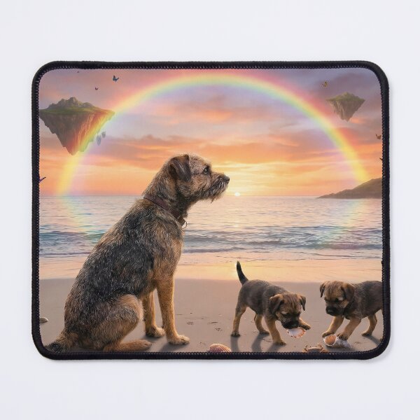 Item preview, Border Terrier Family at Sunset Rainbow Beach designed and sold by PetMemorialArt.