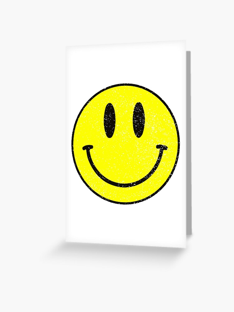 Smiley Face Cute Happy Funny Emoji Yellow Distressed Greeting