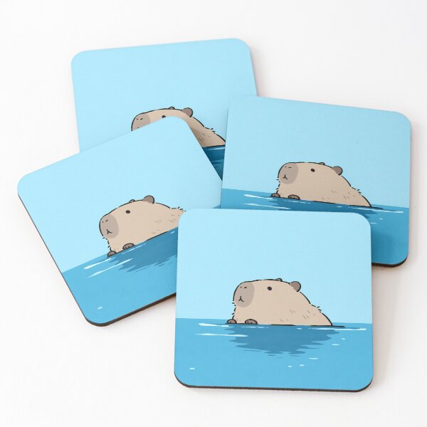 Item preview, Minimalist Kawaii Capybara Swimming in Calm Blue Water designed and sold by AshiraCreations.