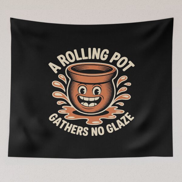 Item preview, Gold White Comic Pot A Rolling Pot Gathers No Glaze designed and sold by Libbysharts.