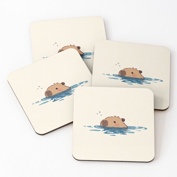 Item preview, Cute Kawaii Capybara Swimming in Blue Water  designed and sold by AshiraCreations.