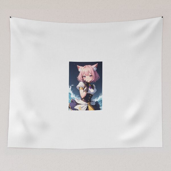 Item preview, Kawaii Pink Hair Magical Girl Cat Ear Nautical Aesthetic Illustration designed and sold by iloveanimechibi.