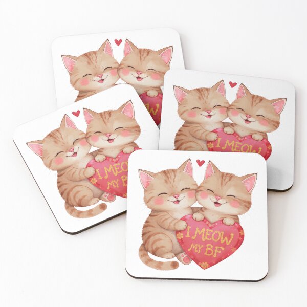 Item preview, Cute Valentine Cat Couple Gift Romantic Cats Art designed and sold by PluffyPanda.