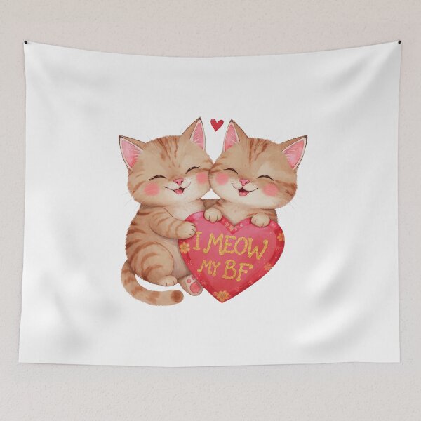 Item preview, Cute Valentine Cat Couple Gift Romantic Cats Art designed and sold by PluffyPanda.