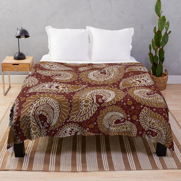 Item preview, Classic brown Paisley pattern featuring intricate teardrop motifs and elegant curved lines designed and sold by Line-Aura.