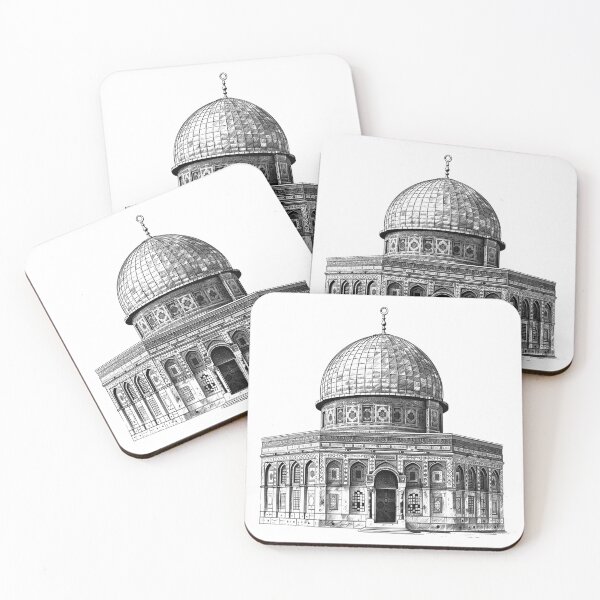 Item preview, Dome of the Rock – Detailed Black and White Islamic Architecture Illustration designed and sold by inkoutninja.