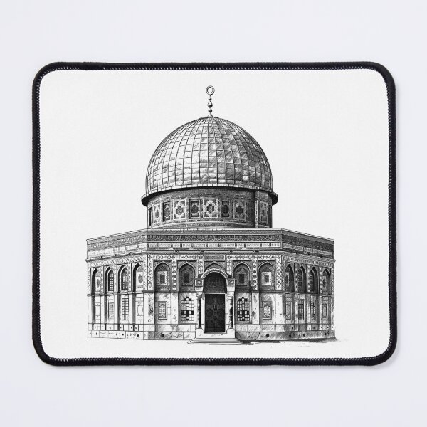 Item preview, Dome of the Rock – Detailed Black and White Islamic Architecture Illustration designed and sold by inkoutninja.