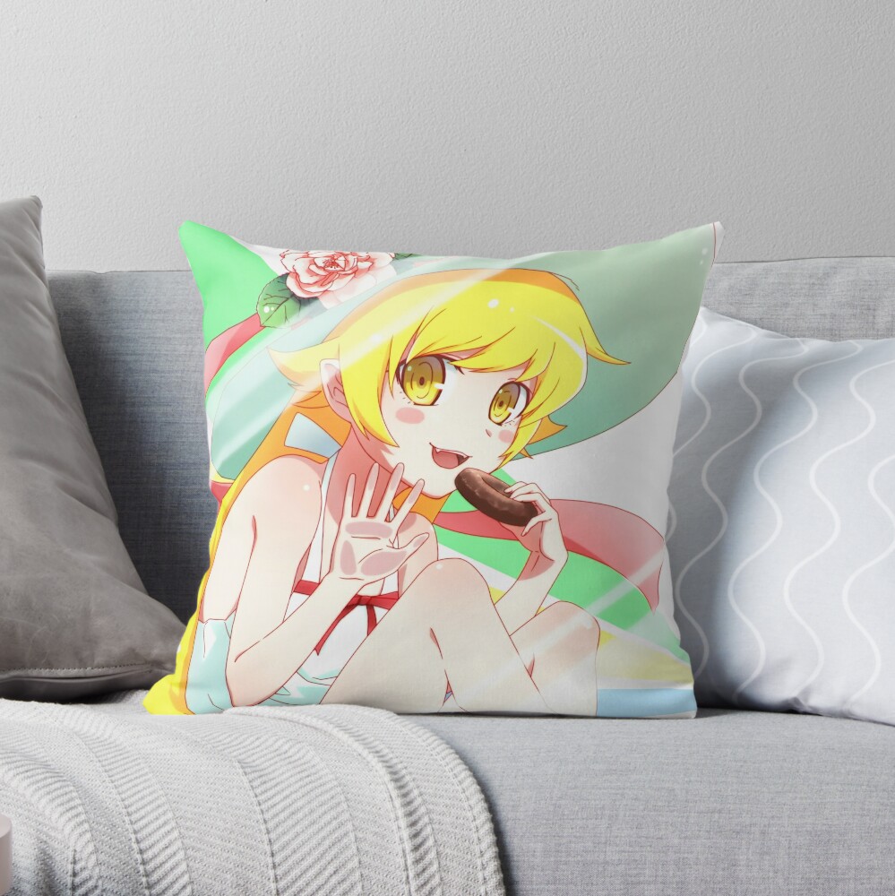 Beautiful And Charming Anime Vampire Girl Shinobu Waifu Throw Pillow by pockiii TP-CGO8H6EF