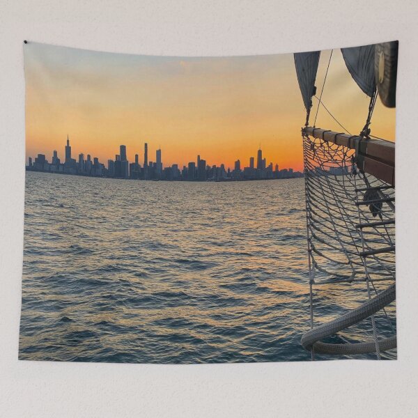 Item preview, Chicago Skyline Sailing Lake Michigan designed and sold by MiddleJourney.