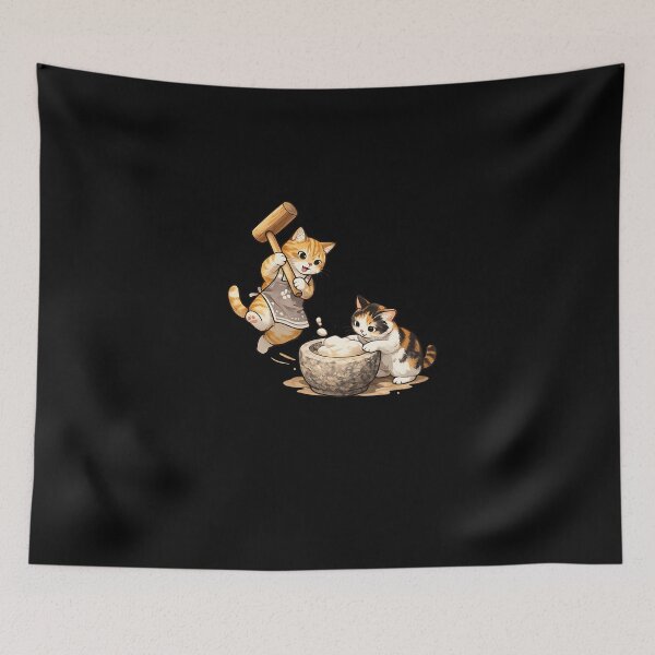 Item preview, Funny Cat Pounding Rice Cakes Japanese  designed and sold by SWEET-TINAPAY.
