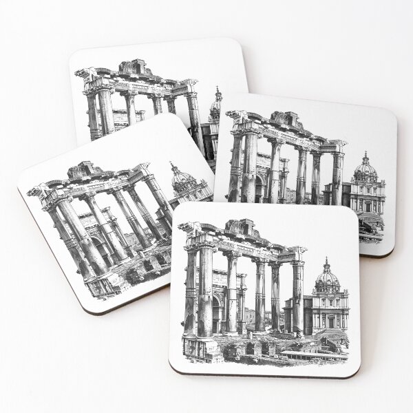 Item preview, Roman Forum Ruins – Classical Architecture Illustration in Black and White designed and sold by inkoutninja.