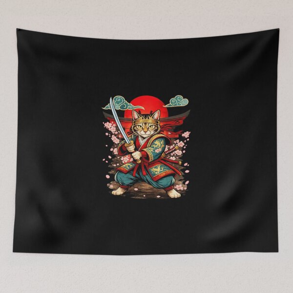 Item preview, Japanese Art Cat Ninja Ukiyo-e Anime Style Samurai  designed and sold by SWEET-TINAPAY.