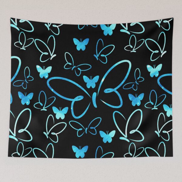 Item preview, Neon Electric Blue Glowing Butterflies Pattern designed and sold by Reminixi.