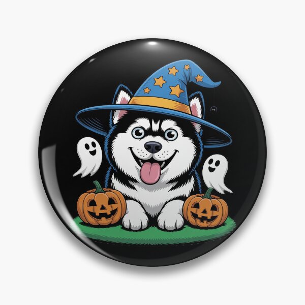 Item preview, Halloween Siberian Husky dog, Cute, Chibi, MangaWitch's hat, designed and sold by Libbysharts.