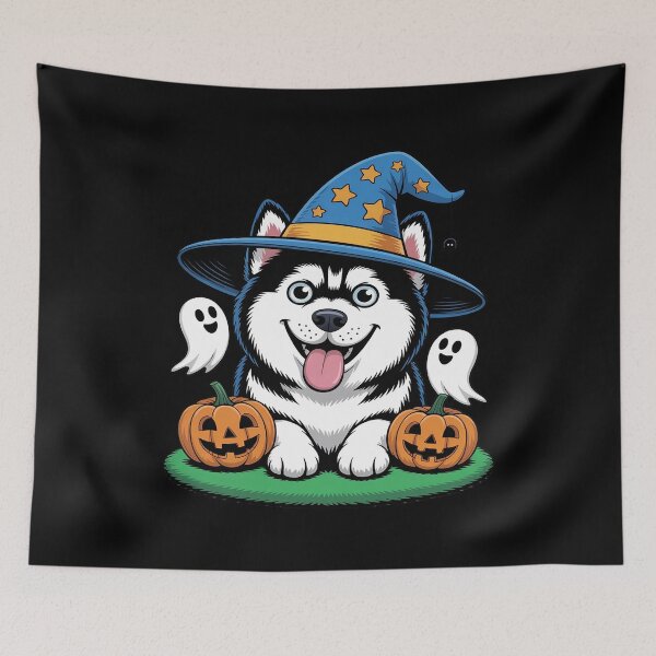 Item preview, Halloween Siberian Husky dog, Cute, Chibi, MangaWitch's hat, designed and sold by Libbysharts.